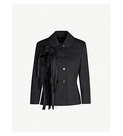 Shop Simone Rocha Contrast-panel Wool-blend Jacket In Black