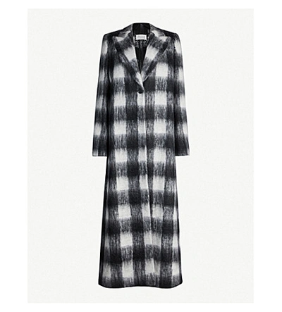 Shop Maison Margiela Checked Mohair And Wool-blend Coat In Blk Gry