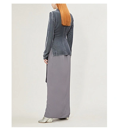 Shop Rick Owens Side-tie Velvet Wrap Top In Blu