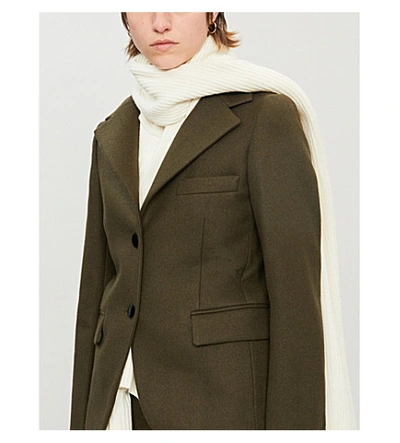 Shop Sacai Knit-underlay Wool And Nylon-blend Coat In Khaki Wht