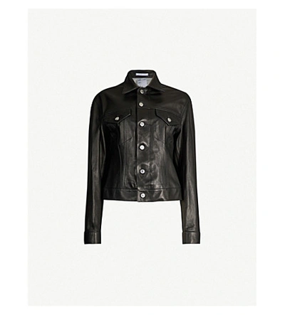 Shop Helmut Lang Pocket-detail Leather Jacket In Deep Ink