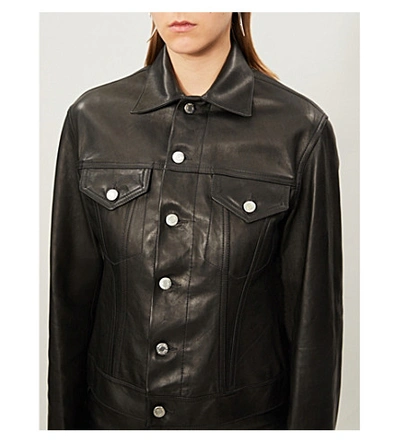 Shop Helmut Lang Pocket-detail Leather Jacket In Deep Ink