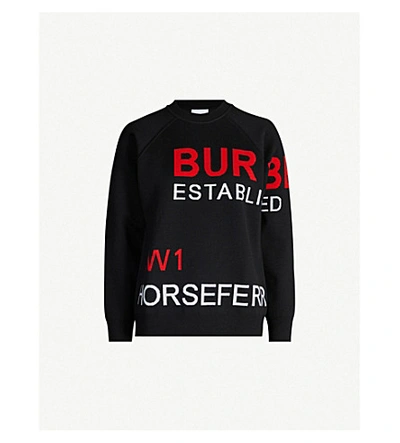 Shop Burberry Logo-print Wool-blend Sweatshirt In Black
