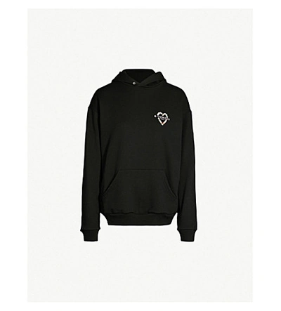 Shop Givenchy Heart Logo-embroidered Cotton-jersey Hoody In Black