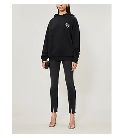 Shop Givenchy Heart Logo-embroidered Cotton-jersey Hoody In Black