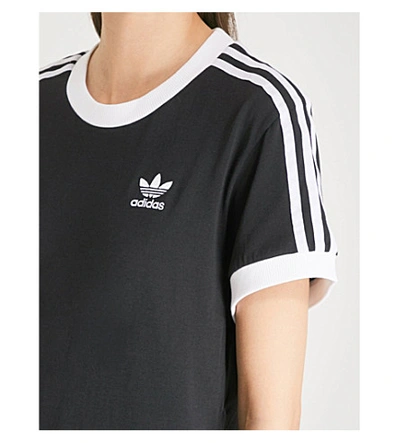 Shop Adidas Originals Striped Cotton-jersey T-shirt In Black