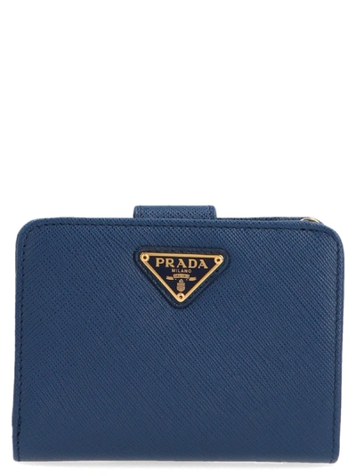 Shop Prada Blue Leather Wallet