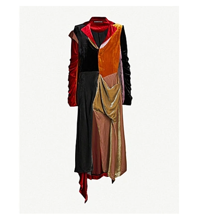 Shop Aganovich Deconstructed Velvet Coat In Mismatched