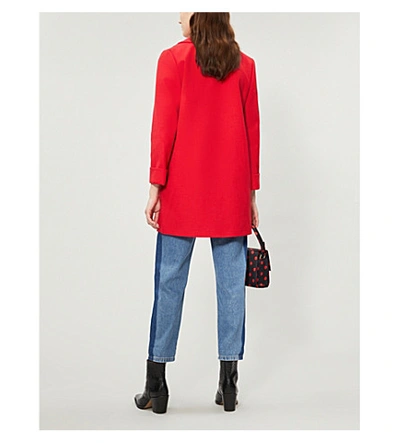 Shop Claudie Pierlot Glenn Single-breasted Cotton-blend Coat In Ecarlate