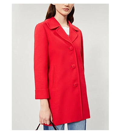 Shop Claudie Pierlot Glenn Single-breasted Cotton-blend Coat In Ecarlate