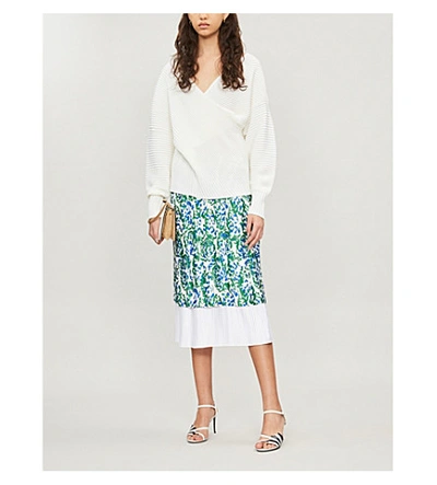 Shop Victoria Victoria Beckham Abstract-print Layered Crepe Skirt In Abstract Floral