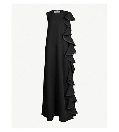 Shop Valentino Ruffled Silk-crepe Gown In Black