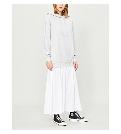 Shop Ninety Percent Laura Oversized Cotton-jersey Hoody In Grey Marl