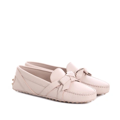 Shop Tod's Pink Leather Loafers