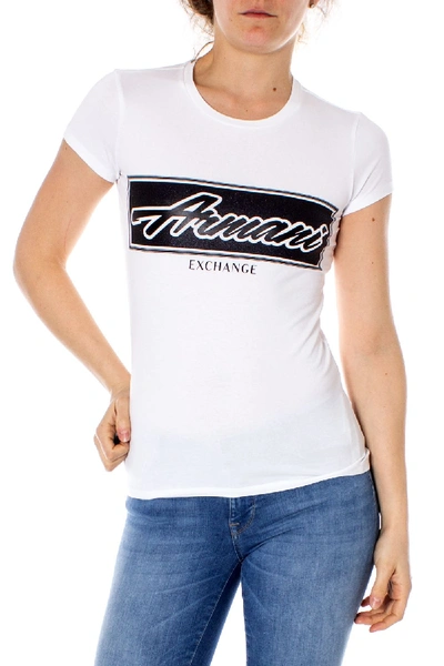 Shop Armani Exchange White Cotton T-shirt