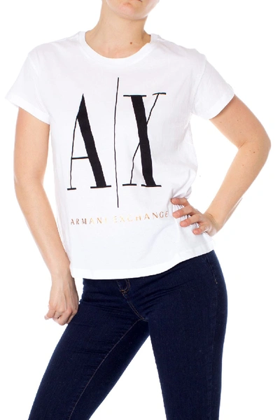 Shop Armani Exchange White Cotton T-shirt