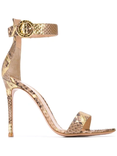 Shop Gianvito Rossi Gold Leather Sandals