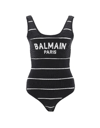 Shop Balmain Black Viscose Bodysuit