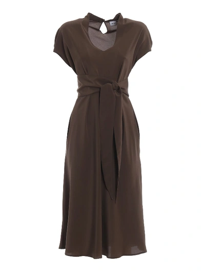 Shop Aspesi Brown Silk Dress