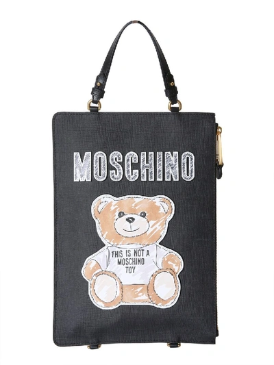 Shop Moschino Black Polyurethane Backpack