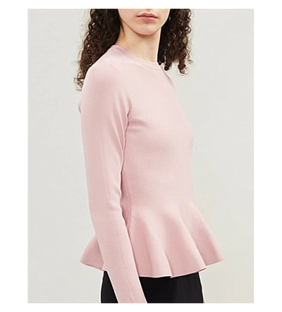 Shop Ted Baker Peplum Knitted Jumper In Dusky Pink