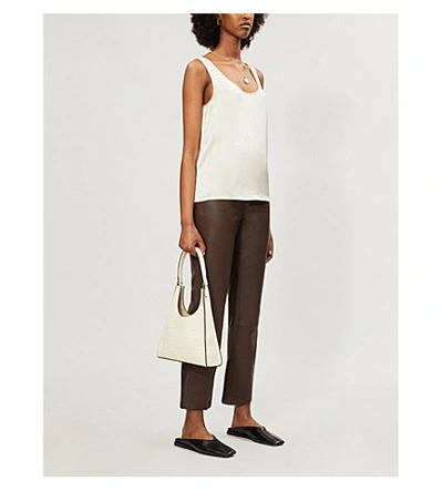 Shop Vince Sleeveless Silk Top In Pale Alder