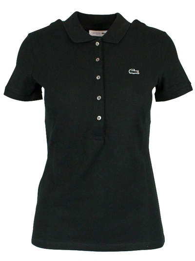 Shop Lacoste Black Cotton Polo Shirt