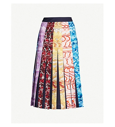Shop Mary Katrantzou Nyx Graphic-print Crepe Midi Skirt In Stripe