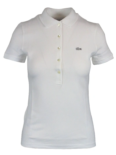 Shop Lacoste White Cotton Polo Shirt