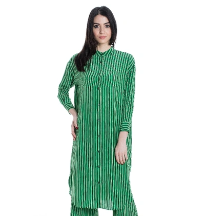 Shop Aspesi Green Silk Dress
