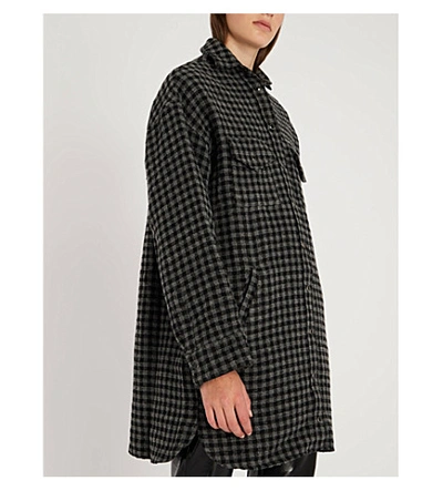Shop The Kooples Checked Woven Hooded Overshirt In Bla02