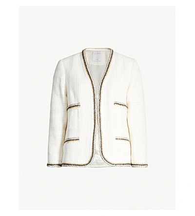 Shop Sandro Tweed Jacket In Ecru