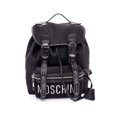Shop Moschino Black Leather Backpack
