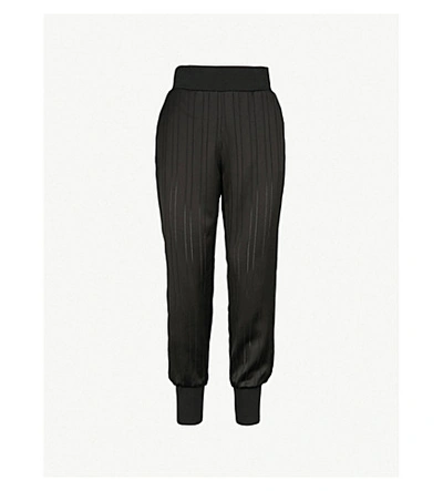 Shop Ted Baker Pinstripe Satin Joggers In Black