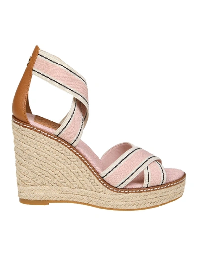 Shop Tory Burch Pink Fabric Wedges
