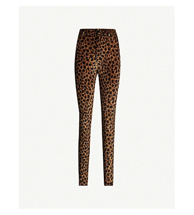Shop Attico Leopard-print Velvet Leggings
