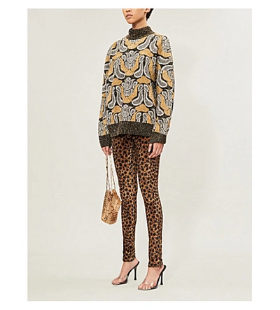 Shop Attico Leopard-print Velvet Leggings