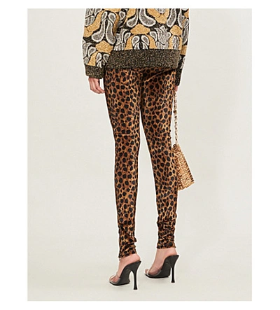 Shop Attico Leopard-print Velvet Leggings