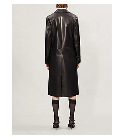 Shop Prada Single-breasted Leather Coat In Nero