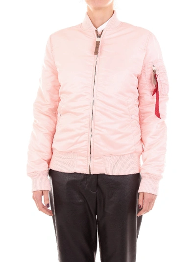 Shop Alpha Industries Pink Synthetic Fibers Outerwear Jacket