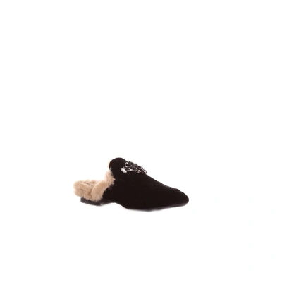 Shop Emanuela Caruso Black Velvet Loafers