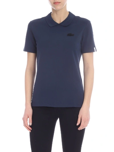 Shop Lacoste Blue Cotton Polo Shirt