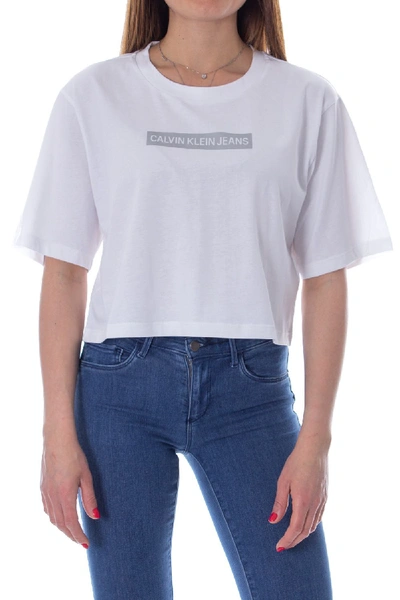 Shop Calvin Klein Jeans Est.1978 White Cotton T-shirt