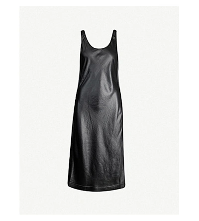 Shop Acne Studios Darpana Scoop-neck Satin Midi Dress In Black