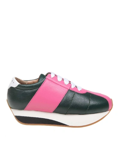 Shop Marni Multicolor Leather Sneakers