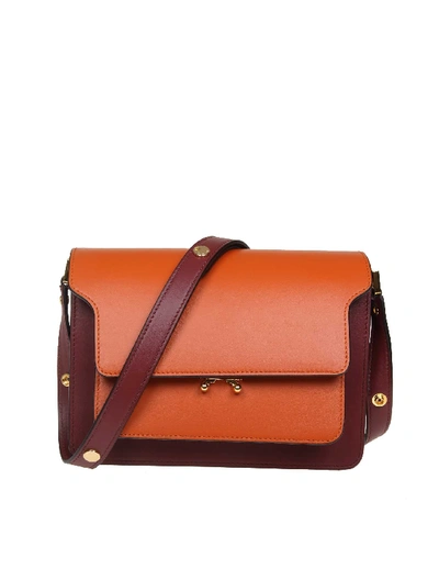 Shop Marni Burgundy Leather Shoulder Bag