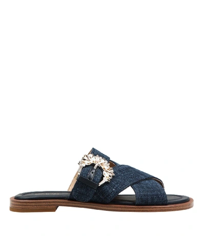 Shop Michael Kors Blue Cotton Sandals