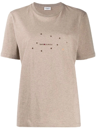 Shop Saint Laurent Beige Cotton T-shirt
