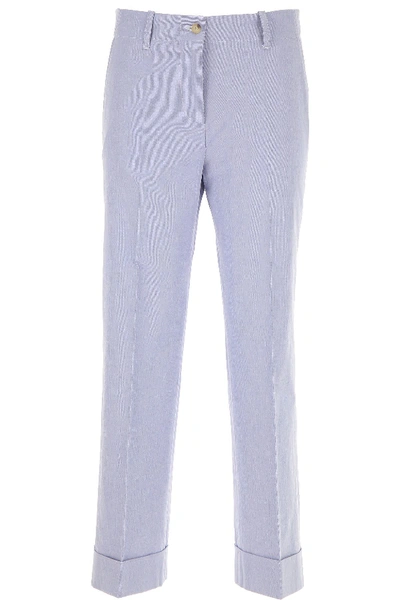 Shop Alberto Biani Light Blue Cotton Pants