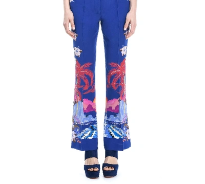 Shop Etro Blue Silk Pants